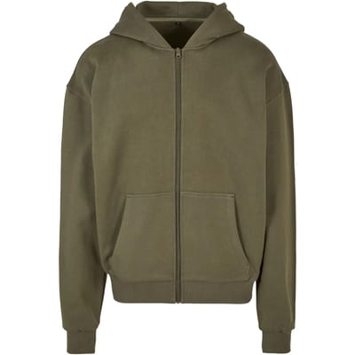 Build Your Brand - Ultra Heavy Hoodie met Rits - Olive maat XS
