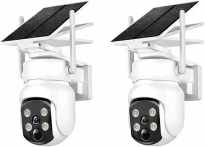 Bewakingscamera Buiten - Beveiligingscamera Set - Huis Beveiligen - 360 Graden Zicht - 2 Camera's - Wit