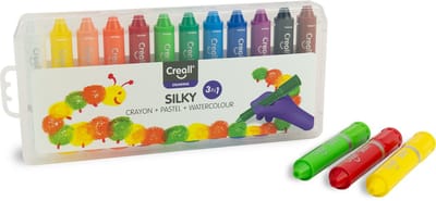 Creall Silky 3-in-1 - Waskleurstift, pastel en aquarel in 1 - 12 kleuren - vegan - glutenvrij