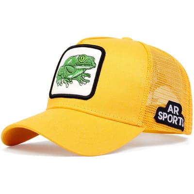 Unisex Kikkers Borduurwerk Baseball Net Caps Lente En Zomer Buiten Verstelbaar Casual Hoeden Zonbescherming Hoed Sportpet yellow