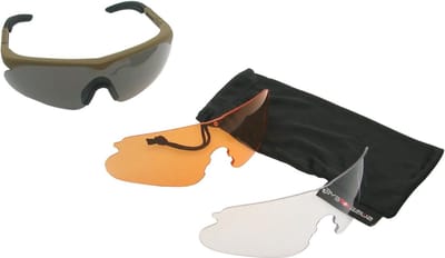 Veiligheidsbril montuur in rubber bruin - 3 glazen met anti-condens en anti-krasbescherming [10162]