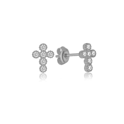 Sofia Kruis Zirkoniasteentjes Oorknoppen Zilver (925 sterling) Oorbel Trendy Minimalistisch Combi Bedel