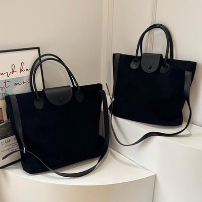 Grote Capaciteit Herfst en Winter Suède Tote Bag Nieuwe Lazy Schoudertas Modieuze Commuter Crossbody Tas gray