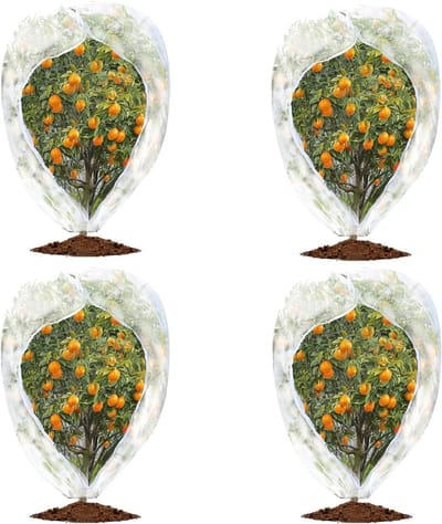 Insecten net - 4-pack tuinnet met ongediertebarrière - met rits en trekkoord - 2,5 x 3,5 ft - Vogel-, insecten- en hertennet voor plantenbescherming, bosbessenstruiken, fruitbomen en groenten.
