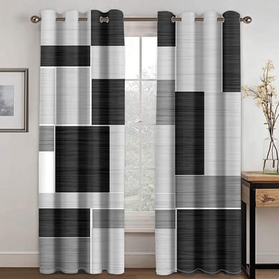 Moderne Stijl Abstract Geometrisch 3D Geprinte Gordijnen voor Slaapkamer Woonkamer Keuken Jaloezieën Raam Plafondhoog cortina 2 stuks (50Wx50H)x2(CM)&Rod Pocket