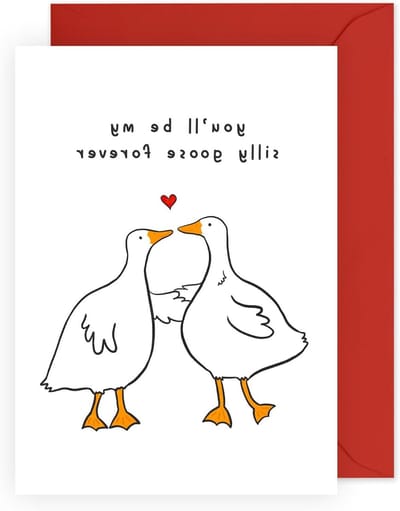 Verjaardagskaart Liefde - Wenskaart Jubileum - Relatie Vieren - Hand Geïllustreerd Ontwerp - 12 x 17 cm - Rood