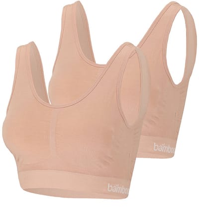 Apollo dames Seamless bra bamboe - voorgevormde cups - 2-pack - maat L - nude