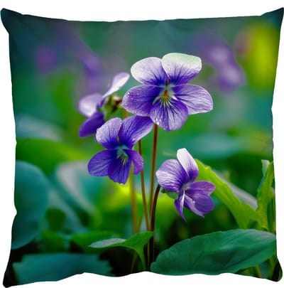Sierkussens - Kussentjes Woonkamer - 50x50 cm - Viooltjes - Paars - Bloem - Bladeren