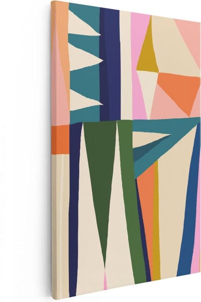 Artaza Canvas Schilderij Abstract Kleurrijk - 20x30 cm - Klein - Muurdecoratie Geometrisch - Wanddecoratie Woonkamer - Schilderijen Op Canvas