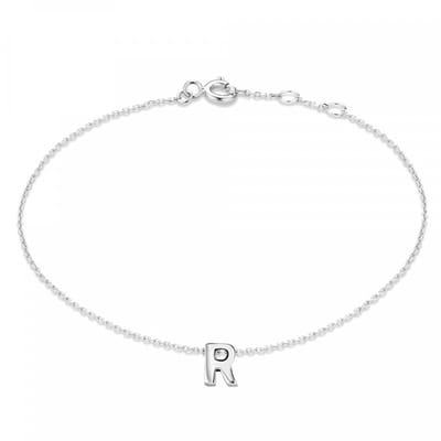 New Bling 9NB-909R Zilveren letterarmband - Letter R - lengte 16,5+1+1cm - gerhodineerd