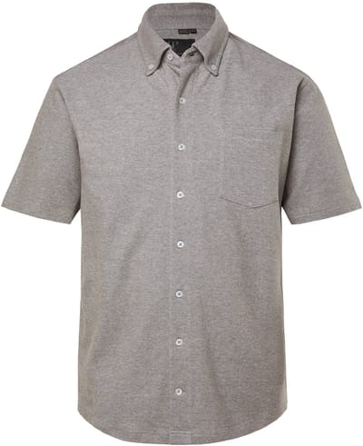 JP 1880 - Heren - overhemd FLEXNAMIC® korte mouwen piqué buttondown kraag - Hazelnoot - Maat 3XL