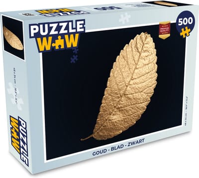 Puzzel Goud - Bladeren - Zwart - Planten - Luxe - Natuur - Legpuzzel - Puzzel 500 stukjes