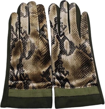 Handschoen Dames Handschoen Groen Met Slangen Print