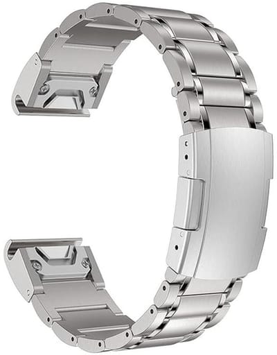 Titanium bandje - RVS - geschikt voor Garmin Fenix 5 / 5 Plus / 6 / 6 Pro / 7 / 7 Pro / 8 (47 mm) / E (47 mm) / Epix (Pro) (2) 47 mm/ Quatix 5 / 6 / 7 / 7 Pro / Approach S60 / S62 / S70 47 mm / MARQ / D2 Delta / D2 Mach 1 / Descent G1 - zilver