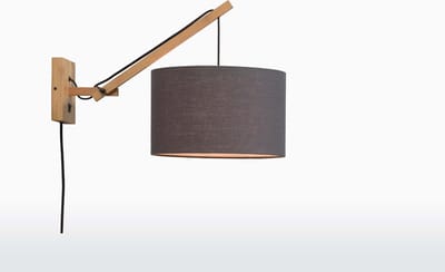 GOOD&MOJO Wandlamp Andes - Bamboe/Donkergrijs - 50x32x45cm - Binnen Scandinavisch,Bohemian