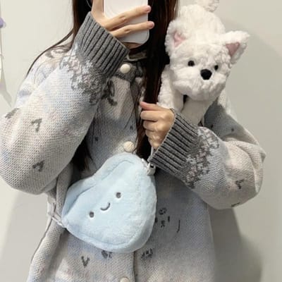Mooie Blauwe Hart Schoudertas West Highland White Terrier Pluche Speelgoed Schattige Knuffel Rugzak Cartoon Poppetje Reistas Vrouwen Verjaardagscadeau