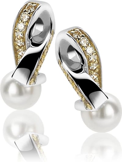Orphelia Oorbel Bicolor - White Pearl Zirconium Sterling Zilver 925