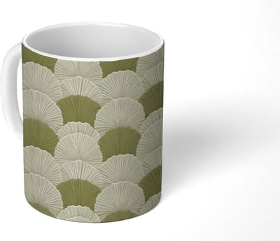 Mok - Koffiemok - Bladeren - Structuur - Groen - Mokken - 350 ML - Beker - Koffiemokken - Theemok