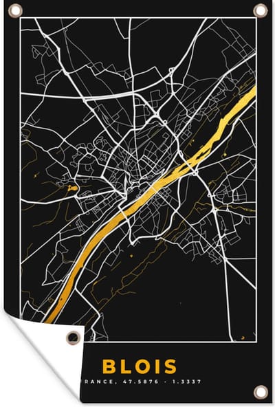Muurdecoratie Stadskaart – Blois - Plattegrond – Kaart – Frankrijk - 120x180 cm - Tuinposter - Tuindoek