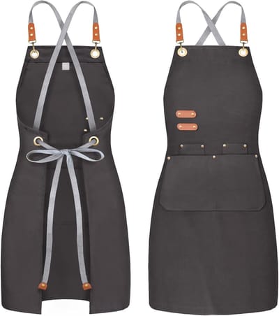 Kookschort met kruisbanden en 4 zakken voor mannen en vrouwen - ideaal voor koken, tuinieren en bakken