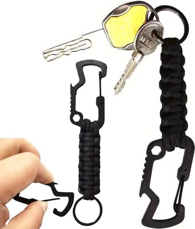 Paracord Survival Sleutelhanger Met Karabijnhaak I Paracord Survival Sleutelhanger I Extra Sterk I Zwart