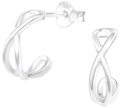 Joy|S - Zilveren oorringen stud - 12 mm - infinity - dikte: 4 mm - oorbellen