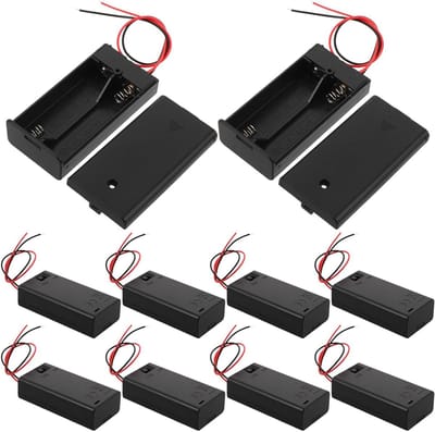 Batterijhouder met schakelaar - Batterijdoosje AA - Elektronica projecten - Stof- en vochtbestendig - 10 stuks - Zwart