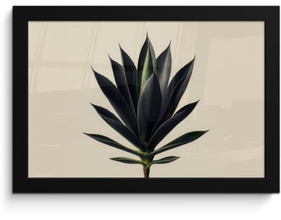 Poster in lijst - Fotolijst 30x20 cm - Posters - Agaveplant - Symmetrisch - Groen - Posterlijst zwart - Decoratie - Wanddecoratie woonkamer - Muurdecoratie slaapkamer
