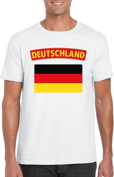 Duitsland supporters t-shirt - met vlag print - wit - voor heren - landen - kleding S