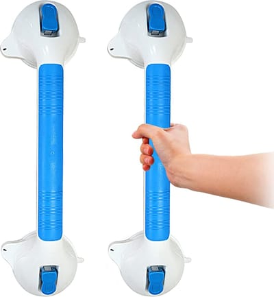 2 stuks zuignap handgrepen voor senioren, handgreep douche zonder boren, opstahulp, extra handgreep, draagbare badgreep voor ouderen, senioren, letsel