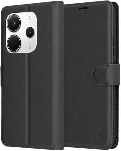 Hoesje geschikt voor Xiaomi Redmi Note 14 4G 163.2mm - Techsuit Leather Folio Book Wallet Case - Zwart