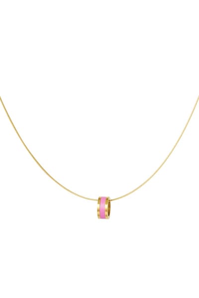 Ketting gekleurde bedel - goud/roze