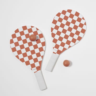 Sunnylife - Outdoor Games Strandtennis Set Checkerboard - Hout - Oranje