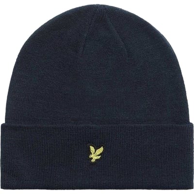 Lyle & Scott Geborduurde gebreide muts met logo voor volwassenen (Donkere marine)