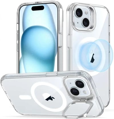 ESR Classic Hybrid HaloLock Hoesje Geschikt voor Apple iPhone 15 Plus - Compatibel met MagSafe - Back Cover met Standaard - Camera Kickstand - Transparant
