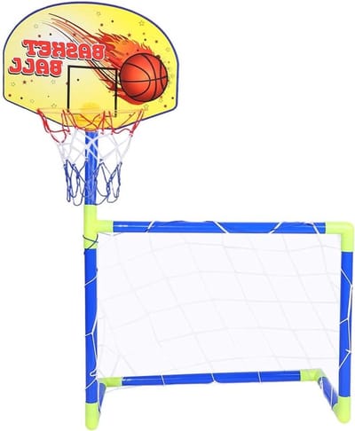2-in-1 Voetbaldoel en Basketbalstandaard voor Kinderen - Draagbaar Sportspeelgoed