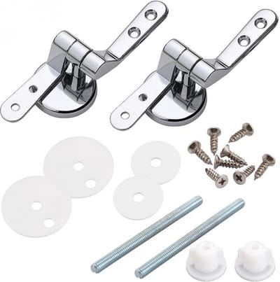 Toiletbril Scharnier Set - WC Bril Scharnieren - Scharnier Vervangset - Scharnier - Vervangende scharnieren voor wc-bril - zinklegering - inclusief bevestigingsmateriaal - roestvrij staal wc-bril bevestigingsset - Bevestigingsgarnituur Closetzitting