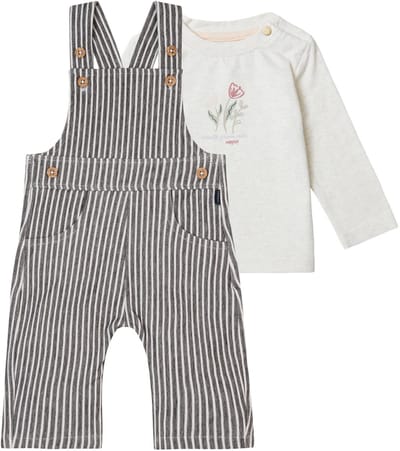 Noppies - Kledingset- 2 delig - Tuinbroek Gauchi Stripe - Shirt Charlot oatmeal - Maat 92