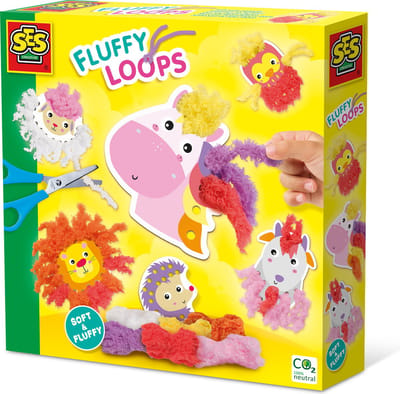 SES Creative – Fluffy Loops – Sensorisch speelgoed – Maak 6 zachte draad dieren – Inclusief kinderschaar