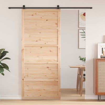 vidaXL - Schuifdeur - 100 - x - 2,5 - x - 208 - cm - Massief - grenenhout - Naturel