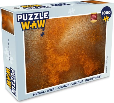 Puzzel Metaal - Roest print - Oranje - Vintage - Industrieel - Legpuzzel - Puzzel 1000 stukjes volwassenen
