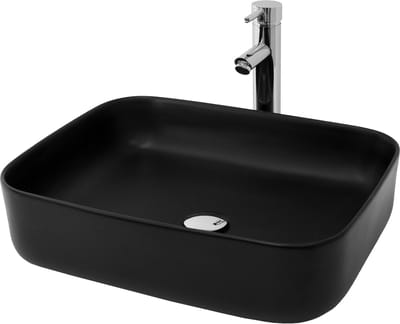 Rechthoekige wastafel zonder overloop 51x40,5x13,5 cm zwart keramiek LuxeBath