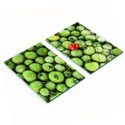 Stijlvolle en duurzame glazen snijplanken met print van rijpe tomaten, 2x40x52 cm