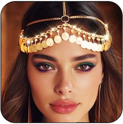Gouden Pailletten Hoofdketting voor Vrouwen - Boho Haarjuwelen voor Festivals en Bruiloften