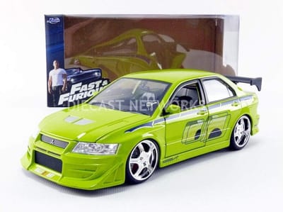 Gedetailleerd Diecast Modelauto Lancer Evo VII Raceauto Groen Schaal 1:24 Verzamelmodel