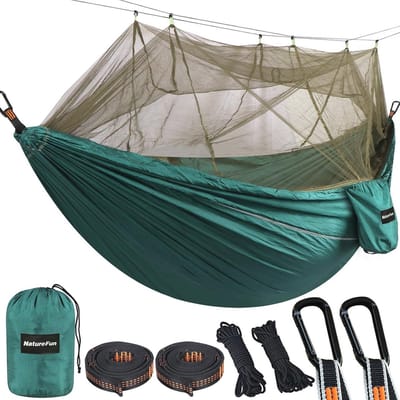 Ultralichte Campinghangmat met Muggennet - 300x200 cm, 300 kg Draagvermogen, Ademend en Sneldrogend Nylon
