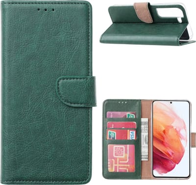 Hoesje Geschikt Voor Samsung Galaxy S22 Plus Hoesje BookCase Groen - Hoesje Geschikt Voor Samsung Galaxy s22 Plus hoesje wallet case - Hoesje Hoesje Geschikt Voor Samsung Galaxy S22 Plus bookcase - Galaxy S22 Plus portemonnee hoesje book case cover