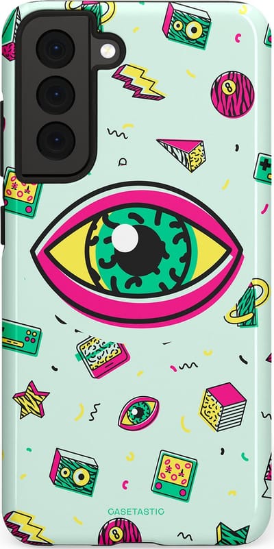 Casetastic Hoesje Geschikt voor Samsung S21 FE - Stijlvolle Beschermende Duo-layer Case - Retro 80s vibes