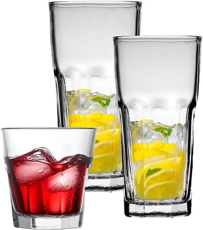 Uniglass Water/drinkglazen set Marocco - 18x stuks - glas - 325/280 ml - water/longdrink glazen