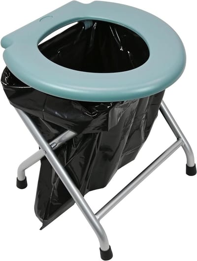Klaptoilet met metalen frame en zilveren afwerking, kleur: grijs.